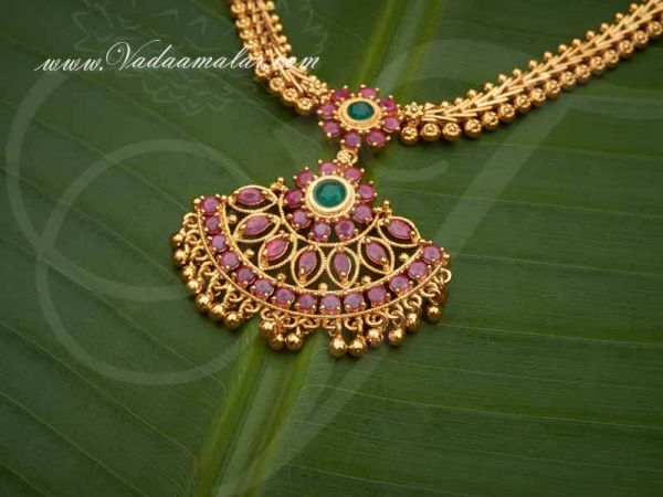 Ruby Emarald Stone Necklace Pendant for Sarees and Salwar Buy online