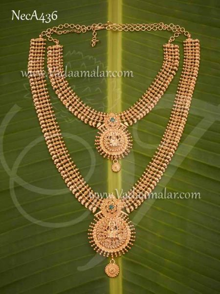 Necklace Gold Plated Long and Short Neclace Haaram Set Buy Now