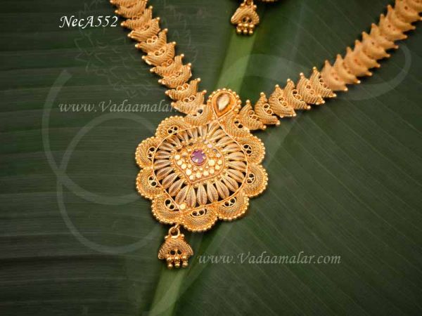 Necklace Gold Plated Long and Short Neclace Haaram Set 