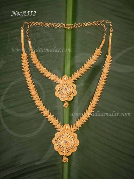 Necklace Gold Plated Long and Short Neclace Haaram Set 