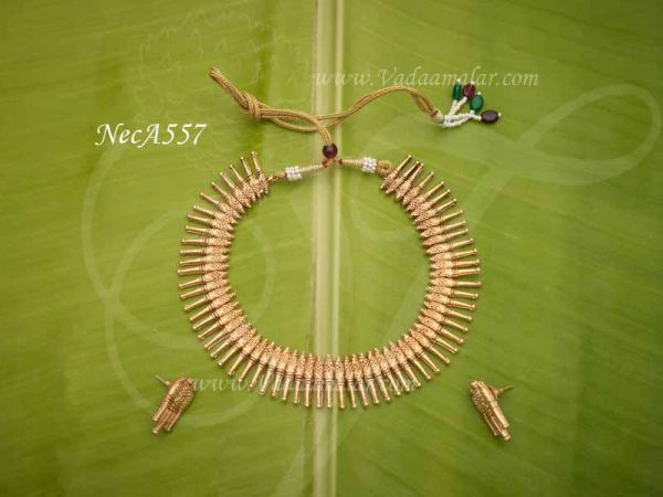 Necklace in Kerala Design Matching Earrings For Sarees 5 Inches