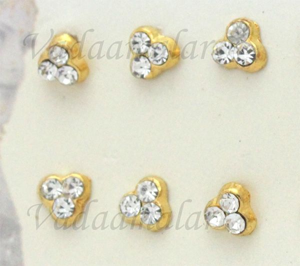 4 nos white stone Nose Stud Studs Ring pierced nose