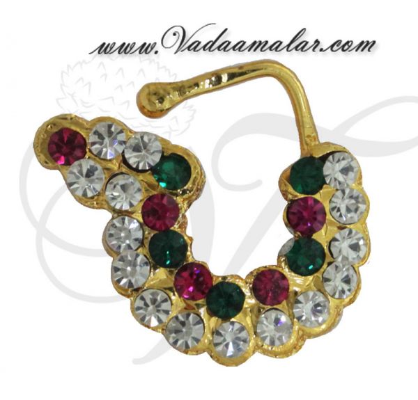 Deity Nath Multi Colour Stone Nose Ring Nath Amman Ornaments