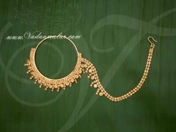  Large size Gold Stone Indian Nose Ring Nath Dance Ornaments buy now