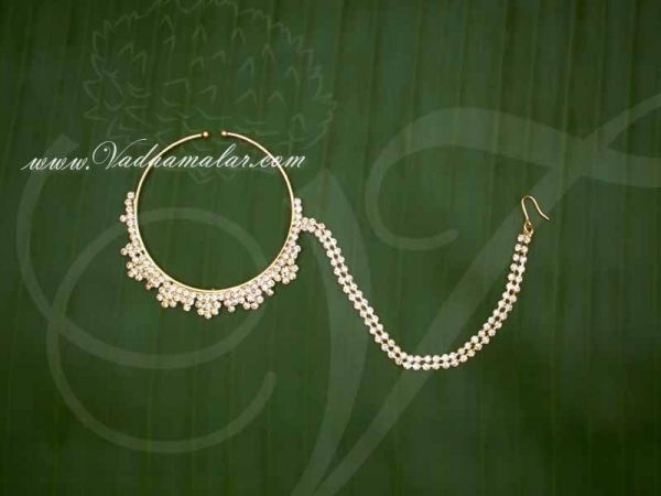 Large White Stone Indian Nose Ring Nath Dance Ornaments buy now