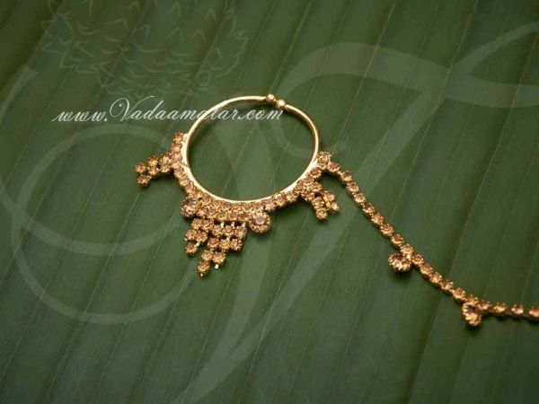 Gold Stone Indian Nose Ring Nath Dance Ornaments buy now