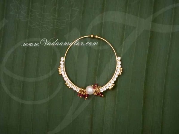  Large size White Stone Indian Nose Ring Nath Dance Ornaments buy now