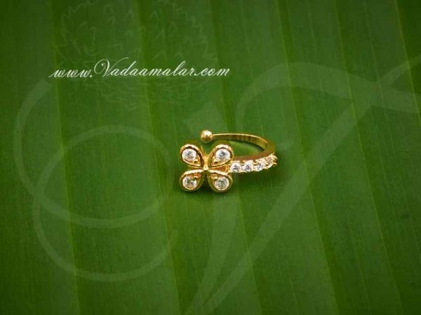 American Diamond Stone Bridal Nath Gold Finish 1 Piece Nose Pin Stud Buy Now