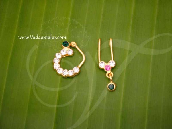 Nath Kemp Stone Nose Ring Bharatanatyam Kuchipudi Dance Jewellery Buy Now (3 Pair)