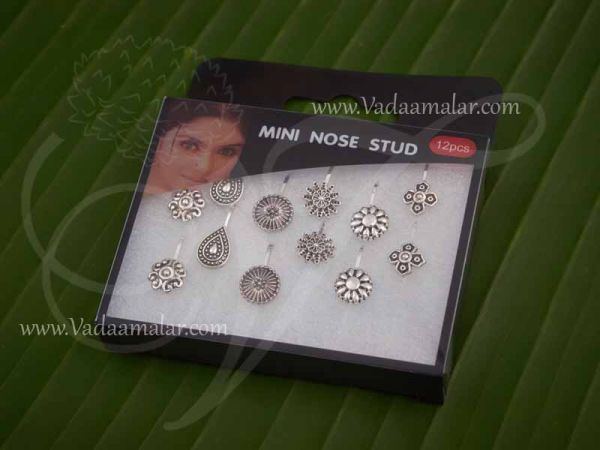 Nose Pins Gold Oxidised Nath Jewellery Second Stud Press type Buy Now