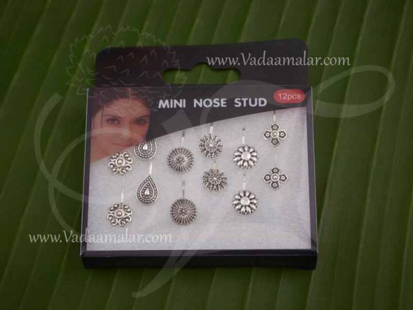 Nose Pins Gold Oxidised Nath Jewellery Second Stud Press type Buy Now