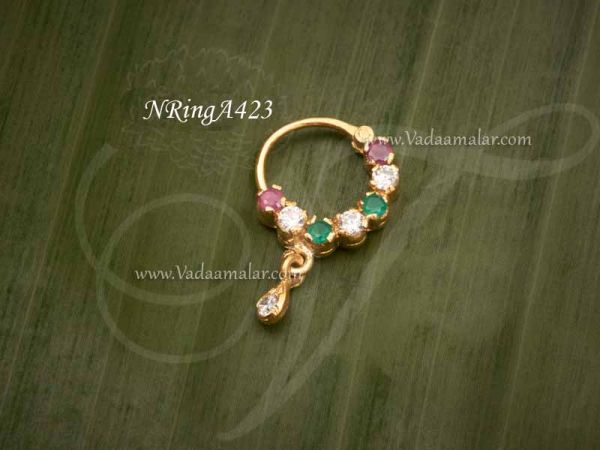 Nose Rings AD and Ruby Emerald Stones For Non Pierced Nath Jewellery Buy Online
