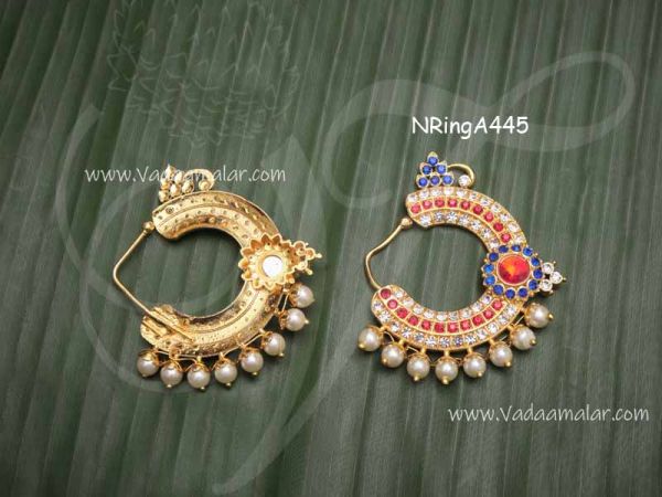 Large mukkera Nathu Nose Rings for Amman Durga Ma 2.5 inches