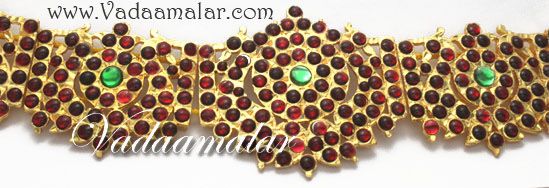 Traditional Oddiyanam Kemp Red Stones Hip Waist Chain Temple Jewelry India