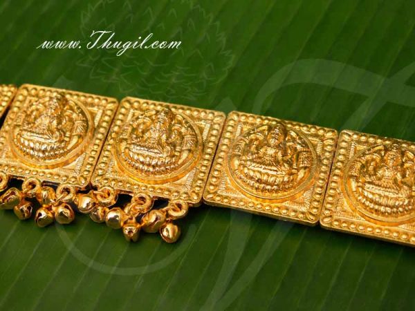 Odiyanam Gold Finish Kamarband Lakshmi Engraved Waist Belt