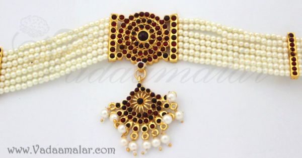 Waist Jewelry Pearl Red Stones Kamarband And India Hip Bands