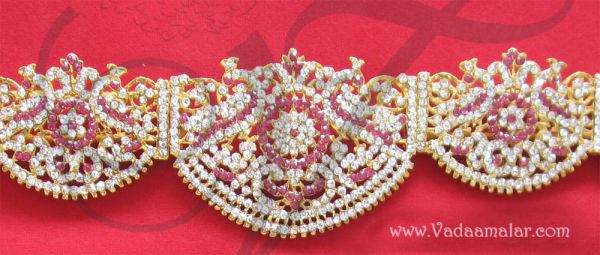 Odiyanam Peacock Design White and Pink Stone Waist Hip Belt Jewelry Buy Now 