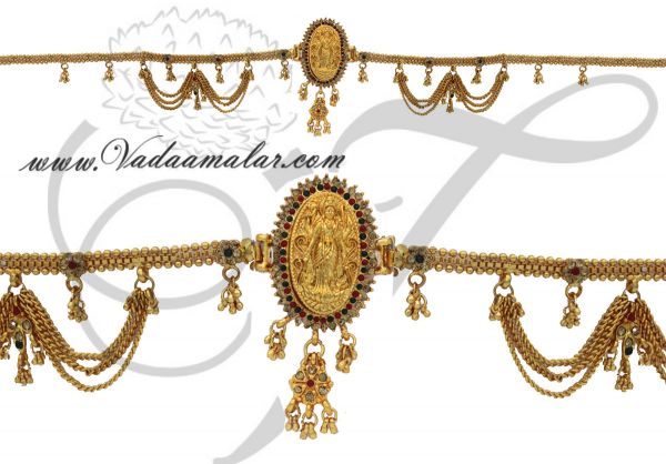 Traditional Oddiyanam Lakshmi engraved Indian waist hip belt chain 