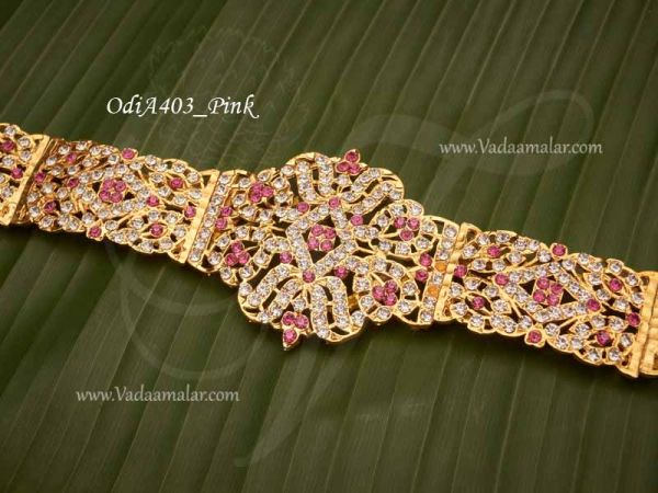 Kamar Patta White with Pink Colour Stone Waist Hip Belt Jewellery Buy Now