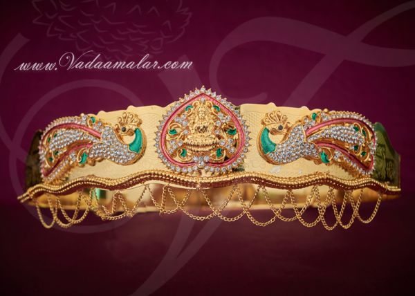 Lakshmi Design White Stones Oddiyanam Kamarpatta Indian Waist Hip Belt Chain Extra Large