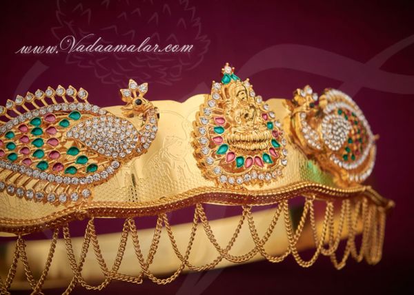 Lakshmi Design White Stones Oddiyanam Kamarpatta Indian Waist Hip Belt Chain 