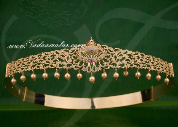Large Size Ruby Emerald AD stones Peacock Design Vaddanam Kamarpatta Waist Hip Belt Buy Online