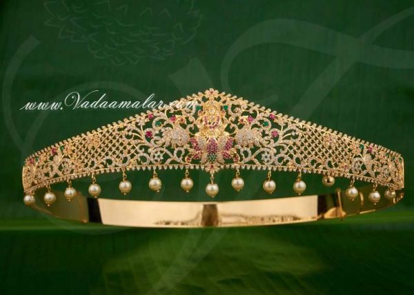 Large Size Ruby Emerald AD stones Lakshmi and Peacock Design Vaddanam Kamarpatta Waist Hip Belt Buy Online
