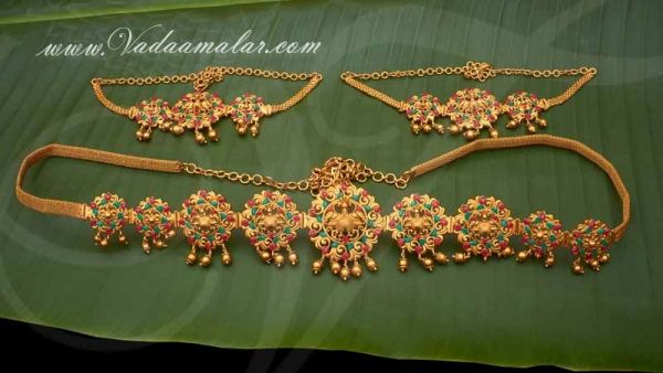 Bridal Peacock Design Oddiyanam Armlet Set Kamarpatta Indian Design Buy Online