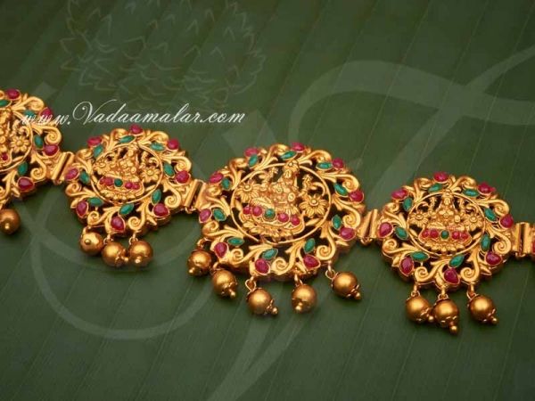 Antique Lakshmi Design Oddiyanam Kamarpatta Indian Waist Hip Belt Chain 