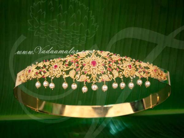 Waist Belt L Size Micro Gold Plated Flower Design Kamarpatta Buy Online