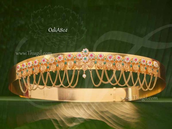 Vadanam Odiyanam Multicolor Stone Lakshmi Design Waist Hip Belt 