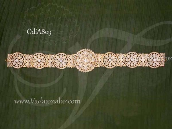 Kamar Patta White Colour Stone Waist Hip Belt Jewellery 17 inches