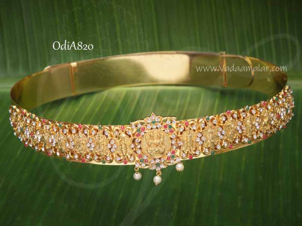 Odiyanam Flower Design Multi colour stone Vaddanam Kamarpatta Waist Hip Belt 