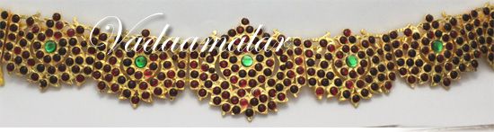 Traditional Oddiyanam Kemp Red Stones Hip Waist Chain Temple Jewelry India