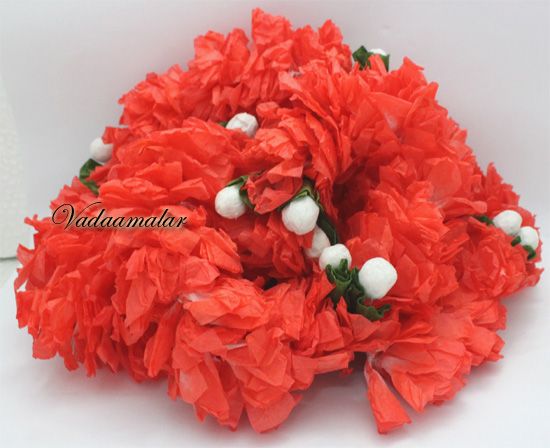 10 meters of Orange paper Artificial decoration flowers Festivals Weddings India