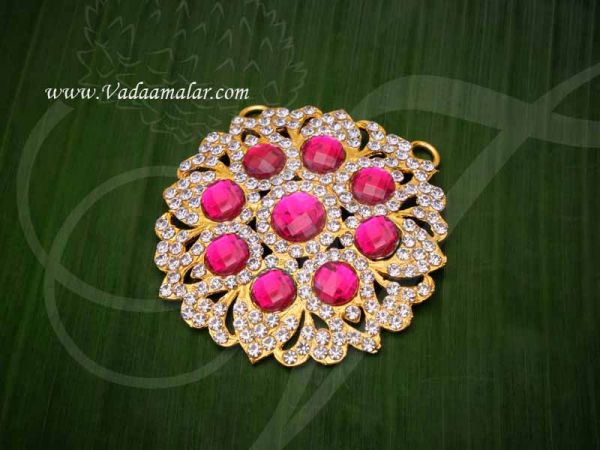 Pathakam White with Pink Stone Circle Hindu God Chest Jewellery Buy Online 2.5