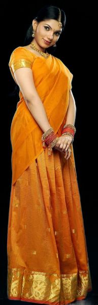 Half Saree for Indian Girls in India costume pavadaa thavani with stole / dupatta