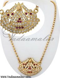 White and pink stones designer lakshmi pendant 
