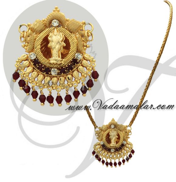 Elegant Goddess Lakshmi pendant with gold plated chain