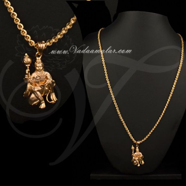 Lord Hanuman pendant with gold plated long chain 