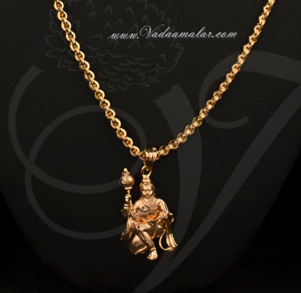 Lord Hanuman pendant with gold plated long chain 
