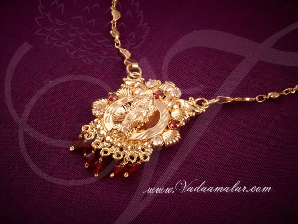Goddess Design Lakshmi pendant Maroon Stones India Buy Online