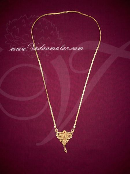 White and maroon stones pendant with gold plated chain
