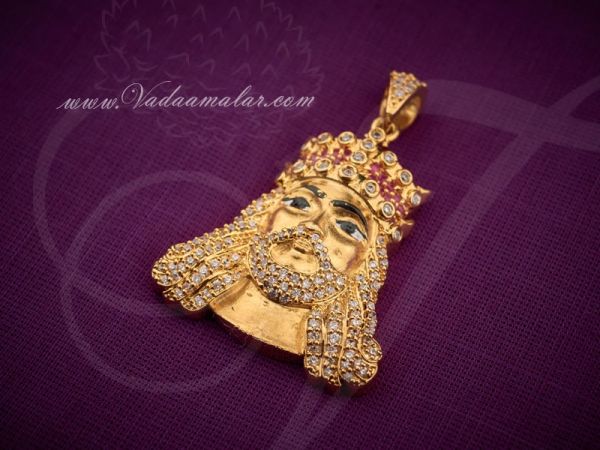 Jesus American Diamond Gold Plated Pendant Buy Online