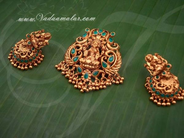 Antique lakshmi design pendant with matching earring set