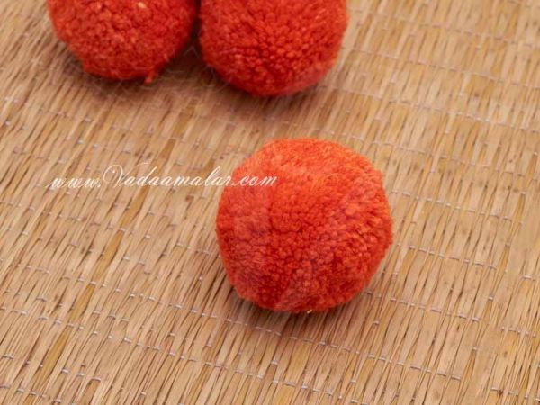 Orange Woolen Ball Cloth Pompom Marigold Flower Decoration Crafts shop online - 50 pieces