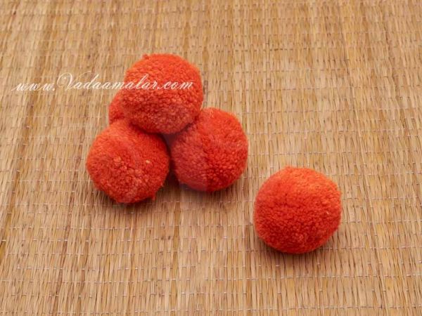 Orange Woolen Ball Cloth Pompom Marigold Flower Decoration Crafts shop online - 50 pieces
