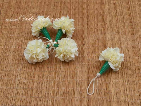 Off-White Marigold Flowers Samanthi Cloth Flower Decoration Crafts Buy Online - 25 pieces