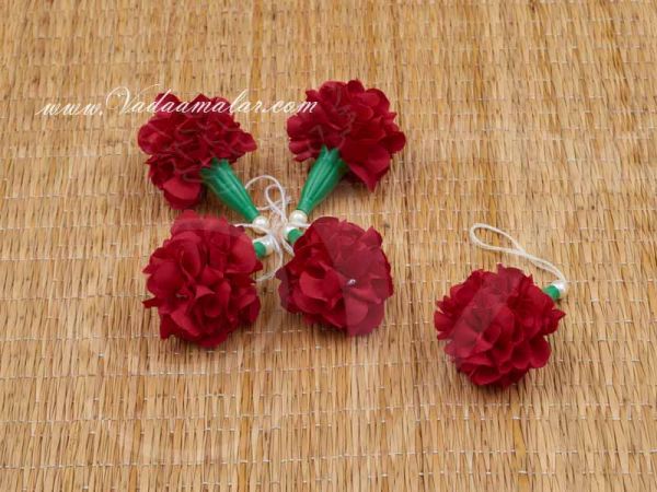 Maroon  Marigold Flowers Samanthi Cloth Flower Decoration Crafts Buy Online - 25 pieces
