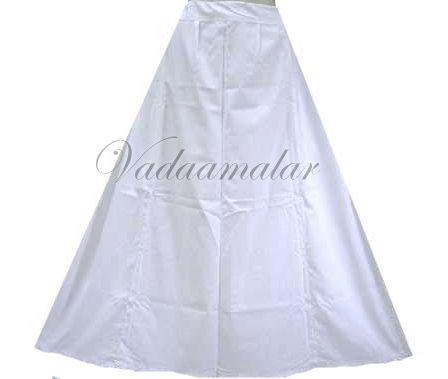 White Ready made Ready to Wear Saree Petticoat Inskirt PettyCoat Petticoats